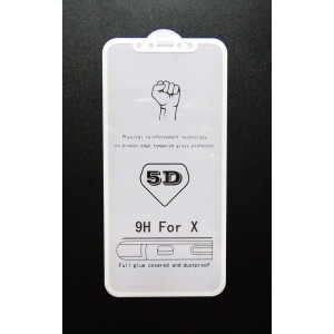 Стекло iPhone X 5D (white)