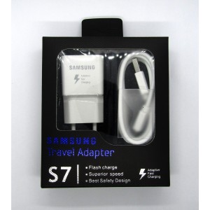 СЗУ блочек Samsung S7 ориг+кабель (white)
