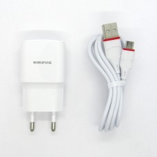 СЗУ Borofone + кабель micro-USB BA48A (white)