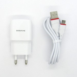 СЗУ Borofone + кабель micro-USB BA48A (white)