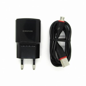 СЗУ Borofone + кабель micro-USB BA48A (black)