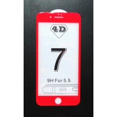 Стекло iPhone 7+ 4D (red)