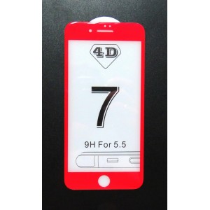 Стекло iPhone 7+ 4D (red)
