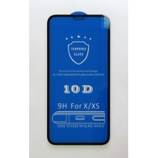 Стекло iPhone X/XS 10D (black)