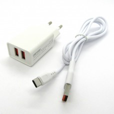 СЗУ блочек Denmen DC02T + кабель Type-C (white)