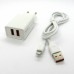 СЗУ блочек Denmen DC02L + кабельiPhone (white)