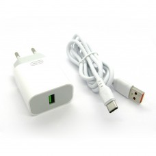 СЗУ блочек Denmen DC07T 18W + кабель Type-C (white)
