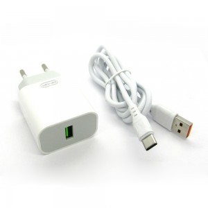 СЗУ блочек Denmen DC07T 18W + кабель Type-C (white)