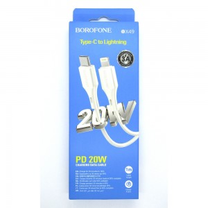 Data cable Borofone BX49 PD USB-C to Lightning (white) упаковка мятая