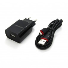 СЗУ Borofone + кабель micro-USB BA20A (black)