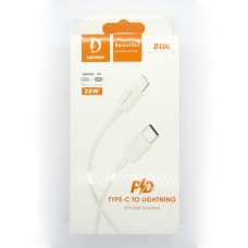 Data cable Denmen D10L 20W Type-C to Lightning (white)