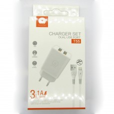 СЗУ WUW T55 блочек+кабель iPhone 3.1A fast  (white)