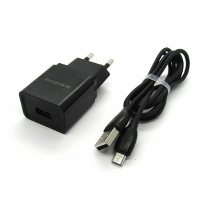 СЗУ Borofone + кабель micro-USB BA19A (black)