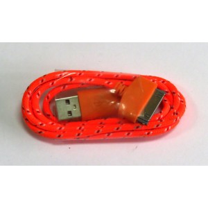 Data Cable iPhone 4 (цветной) ткань (orange)