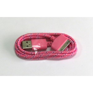 Data Cable iPhone 4 (цветной) ткань (pink)